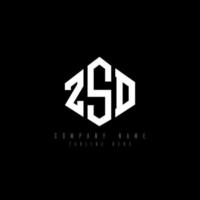 ZSD letter logo design with polygon shape. ZSD polygon and cube shape logo design. ZSD hexagon vector logo template white and black colors. ZSD monogram, business and real estate logo.