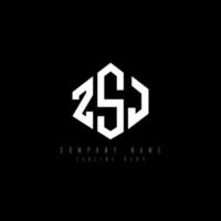ZSJ letter logo design with polygon shape. ZSJ polygon and cube shape logo design. ZSJ hexagon vector logo template white and black colors. ZSJ monogram, business and real estate logo.