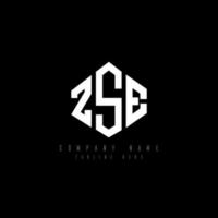 ZSE letter logo design with polygon shape. ZSE polygon and cube shape logo design. ZSE hexagon vector logo template white and black colors. ZSE monogram, business and real estate logo.
