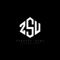 ZSU letter logo design with polygon shape. ZSU polygon and cube shape logo design. ZSU hexagon vector logo template white and black colors. ZSU monogram, business and real estate logo.