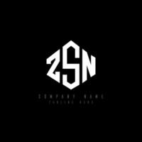 ZSN letter logo design with polygon shape. ZSN polygon and cube shape logo design. ZSN hexagon vector logo template white and black colors. ZSN monogram, business and real estate logo.