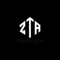 ZTA letter logo design with polygon shape. ZTA polygon and cube shape logo design. ZTA hexagon vector logo template white and black colors. ZTA monogram, business and real estate logo.