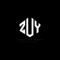 ZUY letter logo design with polygon shape. ZUY polygon and cube shape logo design. ZUY hexagon vector logo template white and black colors. ZUY monogram, business and real estate logo.
