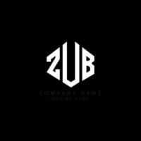 ZUB letter logo design with polygon shape. ZUB polygon and cube shape logo design. ZUB hexagon vector logo template white and black colors. ZUB monogram, business and real estate logo.