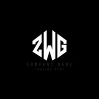 ZWG letter logo design with polygon shape. ZWG polygon and cube shape logo design. ZWG hexagon vector logo template white and black colors. ZWG monogram, business and real estate logo.