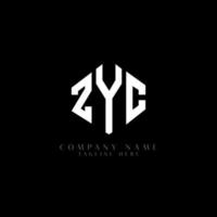 ZYC letter logo design with polygon shape. ZYC polygon and cube shape logo design. ZYC hexagon vector logo template white and black colors. ZYC monogram, business and real estate logo.