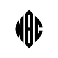 NBC circle letter logo design with circle and ellipse shape. NBC ellipse letters with typographic style. The three initials form a circle logo. NBC Circle Emblem Abstract Monogram Letter Mark Vector. vector