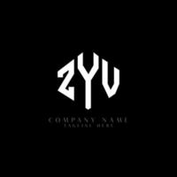 ZYV letter logo design with polygon shape. ZYV polygon and cube shape logo design. ZYV hexagon vector logo template white and black colors. ZYV monogram, business and real estate logo.