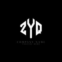 ZYQ letter logo design with polygon shape. ZYQ polygon and cube shape logo design. ZYQ hexagon vector logo template white and black colors. ZYQ monogram, business and real estate logo.