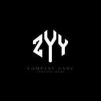 ZYY letter logo design with polygon shape. ZYY polygon and cube shape logo design. ZYY hexagon vector logo template white and black colors. ZYY monogram, business and real estate logo.
