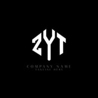 ZYT letter logo design with polygon shape. ZYT polygon and cube shape logo design. ZYT hexagon vector logo template white and black colors. ZYT monogram, business and real estate logo.