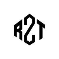 RZT letter logo design with polygon shape. RZT polygon and cube shape logo design. RZT hexagon vector logo template white and black colors. RZT monogram, business and real estate logo.
