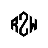 diseño de logotipo de letra rzw con forma de polígono. diseño de logotipo de forma de cubo y polígono rzw. rzw hexágono vector logo plantilla colores blanco y negro. monograma rzw, logotipo empresarial y inmobiliario.