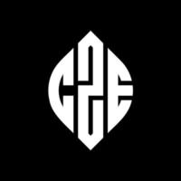 CZE circle letter logo design with circle and ellipse shape. CZE ellipse letters with typographic style. The three initials form a circle logo. CZE Circle Emblem Abstract Monogram Letter Mark Vector. vector