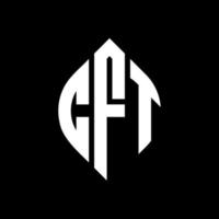 CFT circle letter logo design with circle and ellipse shape. CFT ellipse letters with typographic style. The three initials form a circle logo. CFT Circle Emblem Abstract Monogram Letter Mark Vector. vector
