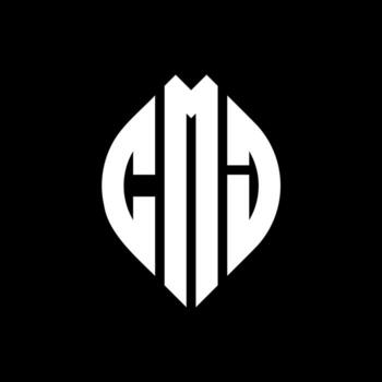 CMJ circle letter logo design with circle and ellipse shape. CMJ ellipse letters with typographic style. The three initials form a circle logo. CMJ Circle Emblem Abstract Monogram Letter Mark Vector. vector