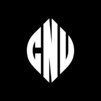 CNU circle letter logo design with circle and ellipse shape. CNU ellipse letters with typographic style. The three initials form a circle logo. CNU Circle Emblem Abstract Monogram Letter Mark Vector. vector