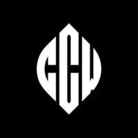 CCW circle letter logo design with circle and ellipse shape. CCW ellipse letters with typographic style. The three initials form a circle logo. CCW Circle Emblem Abstract Monogram Letter Mark Vector. vector