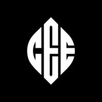 CEE circle letter logo design with circle and ellipse shape. CEE ellipse letters with typographic style. The three initials form a circle logo. CEE Circle Emblem Abstract Monogram Letter Mark Vector. vector