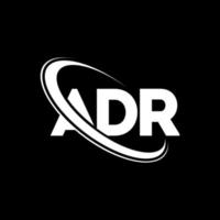 logotipo de adr. carta adr. diseño del logotipo de la letra adr. logotipo de las iniciales adr vinculado con el círculo y el logotipo del monograma en mayúsculas. tipografía adr para tecnología, negocios y marca inmobiliaria. vector