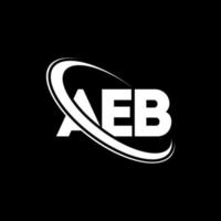 logotipo de ab. letra ab. diseño del logotipo de la letra aeb. logotipo de iniciales aeb vinculado con círculo y logotipo de monograma en mayúsculas. tipografía aeb para tecnología, negocios y marca inmobiliaria. vector