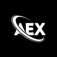 logotipo de ex. letra aexa. diseño del logotipo de la letra aex. logotipo de iniciales aex vinculado con círculo y logotipo de monograma en mayúsculas. tipografía aex para tecnología, negocios y marca inmobiliaria. vector