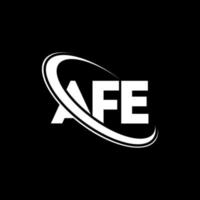 AFE logo. AFE letter. AFE letter logo design. Initials AFE logo linked with circle and uppercase monogram logo. AFE typography for technology, business and real estate brand. vector