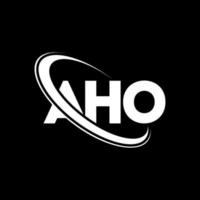 logotipo de aho. hola carta. diseño del logotipo de la letra aho. logotipo de iniciales aho vinculado con círculo y logotipo de monograma en mayúsculas. tipografía aho para tecnología, negocios y marca inmobiliaria. vector