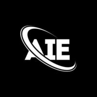 logotipo de aie. una carta. diseño del logotipo de la letra aie. logotipo de las iniciales aie vinculado con un círculo y un logotipo de monograma en mayúsculas. aie tipografía para tecnología, negocios y marca inmobiliaria. vector