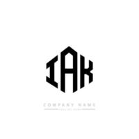 diseño de logotipo de letra iak con forma de polígono. diseño de logotipo en forma de cubo y polígono iak. iak hexágono vector logo plantilla colores blanco y negro. monograma iak, logotipo comercial e inmobiliario.