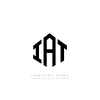 IAT letter logo design with polygon shape. IAT polygon and cube shape logo design. IAT hexagon vector logo template white and black colors. IAT monogram, business and real estate logo.