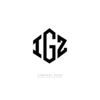 IGZ letter logo design with polygon shape. IGZ polygon and cube shape logo design. IGZ hexagon vector logo template white and black colors. IGZ monogram, business and real estate logo.