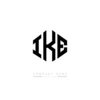 IKE letter logo design with polygon shape. IKE polygon and cube shape logo design. IKE hexagon vector logo template white and black colors. IKE monogram, business and real estate logo.