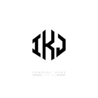 IKJ letter logo design with polygon shape. IKJ polygon and cube shape logo design. IKJ hexagon vector logo template white and black colors. IKJ monogram, business and real estate logo.