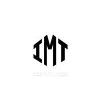 IMT letter logo design with polygon shape. IMT polygon and cube shape logo design. IMT hexagon vector logo template white and black colors. IMT monogram, business and real estate logo.