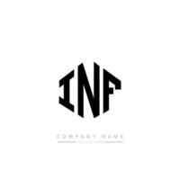 INF letter logo design with polygon shape. INF polygon and cube shape logo design. INF hexagon vector logo template white and black colors. INF monogram, business and real estate logo.