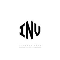 INV letter logo design with polygon shape. INV polygon and cube shape logo design. INV hexagon vector logo template white and black colors. INV monogram, business and real estate logo.