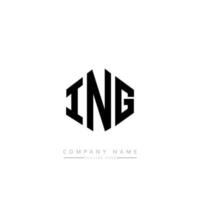 ING letter logo design with polygon shape. ING polygon and cube shape logo design. ING hexagon vector logo template white and black colors. ING monogram, business and real estate logo.