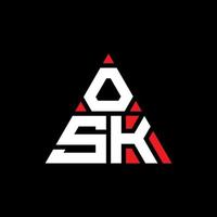 diseño de logotipo de letra triangular osk con forma de triángulo. monograma de diseño del logotipo del triángulo osk. plantilla de logotipo vectorial de triángulo osk con color rojo. logo triangular de osk logo simple, elegante y lujoso. vector