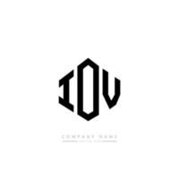 diseño de logotipo de letra iov con forma de polígono. diseño de logotipo en forma de cubo y polígono iov. iov hexágono vector logo plantilla colores blanco y negro. monograma iov, logotipo comercial y inmobiliario.