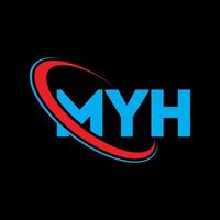 logotipo de myh. mi carta. diseño del logotipo de la letra myh. logotipo de las iniciales myh vinculado con un círculo y un logotipo de monograma en mayúsculas. tipografía myh para tecnología, negocios y marca inmobiliaria. vector