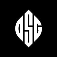 OSG circle letter logo design with circle and ellipse shape. OSG ellipse letters with typographic style. The three initials form a circle logo. OSG Circle Emblem Abstract Monogram Letter Mark Vector. vector