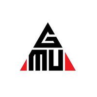 GMU triangle letter logo design with triangle shape. GMU triangle logo design monogram. GMU triangle vector logo template with red color. GMU triangular logo Simple, Elegant, and Luxurious Logo.