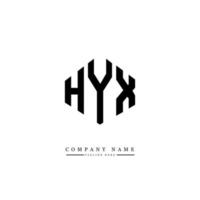 HYX letter logo design with polygon shape. HYX polygon and cube shape logo design. HYX hexagon vector logo template white and black colors. HYX monogram, business and real estate logo.