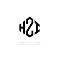 diseño de logotipo de letra hzi con forma de polígono. diseño de logotipo en forma de cubo y polígono hzi. hzi hexágono vector logo plantilla colores blanco y negro. monograma hzi, logotipo comercial e inmobiliario.
