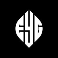 EYG circle letter logo design with circle and ellipse shape. EYG ellipse letters with typographic style. The three initials form a circle logo. EYG Circle Emblem Abstract Monogram Letter Mark Vector. vector