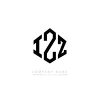 IZZ letter logo design with polygon shape. IZZ polygon and cube shape logo design. IZZ hexagon vector logo template white and black colors. IZZ monogram, business and real estate logo.