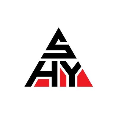 SHY triangle letter logo design with triangle shape. SHY triangle logo design monogram. SHY triangle vector logo template with red color. SHY triangular logo Simple, Elegant, and Luxurious Logo.
