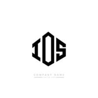 IOS letter logo design with polygon shape. IOS polygon and cube shape logo design. IOS hexagon vector logo template white and black colors. IOS monogram, business and real estate logo.