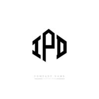 diseño de logotipo de letra ipd con forma de polígono. diseño de logotipo en forma de cubo y polígono ipd. plantilla de logotipo vectorial hexagonal ipd colores blanco y negro. monograma ipd, logotipo comercial e inmobiliario. vector